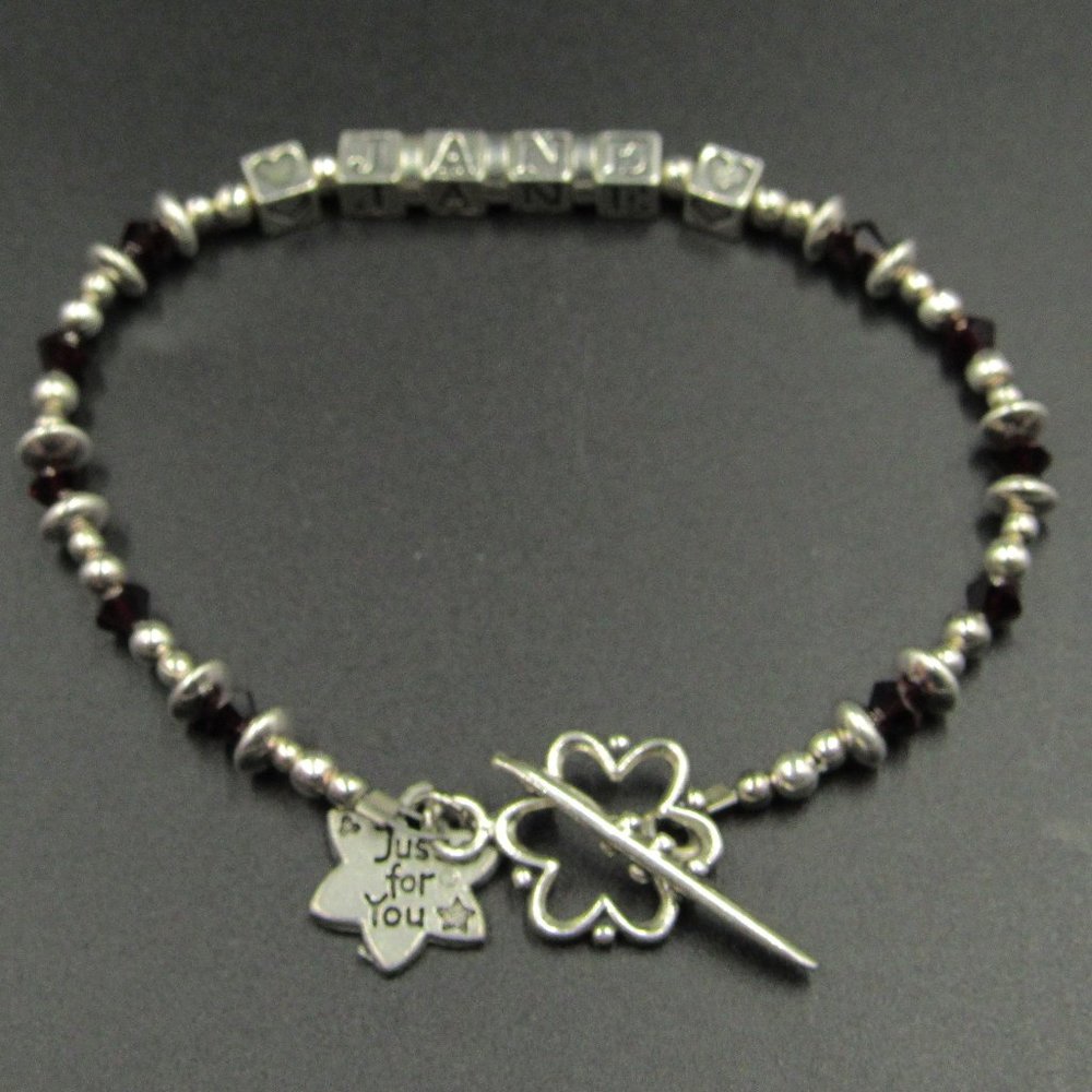 7" Sterling Silver Jane Name Bracelet Vintage